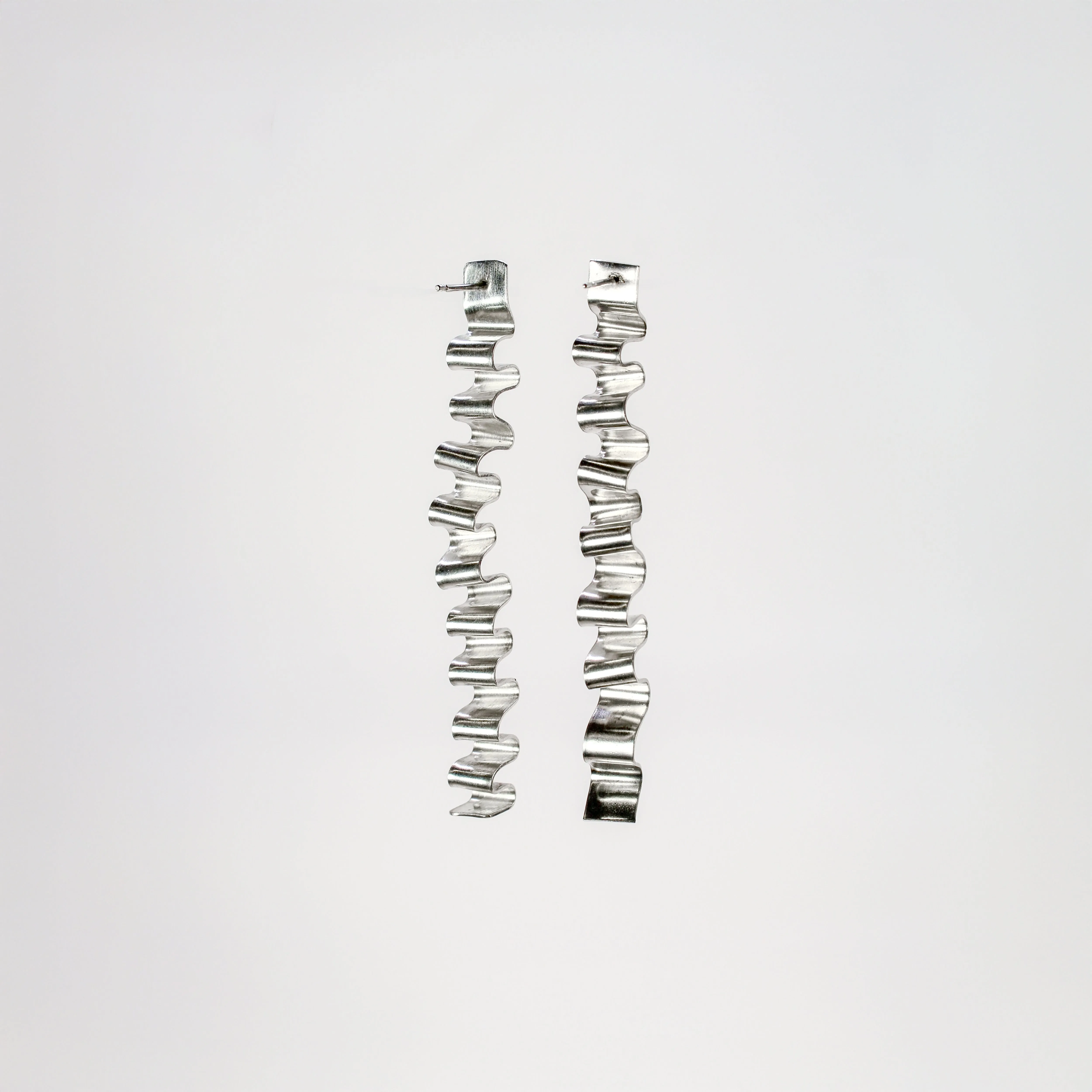 NEW! Long Wavy Sterling Silver Earrings by Rina Young