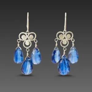 NEW! Sterling Silver Filigree 3 Kyanite Drop Earrings by Ananda Khalsa