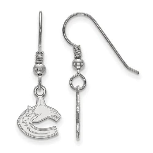 NHL Licensed Sterling Silver Rhodium Plated Vancouver Canucks Dangle Earrings