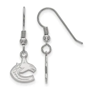 NHL Licensed Sterling Silver Rhodium Plated Vancouver Canucks Dangle Earrings