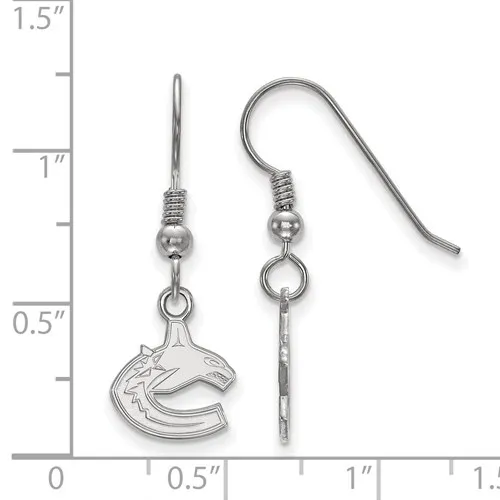 NHL Licensed Sterling Silver Rhodium Plated Vancouver Canucks Dangle Earrings