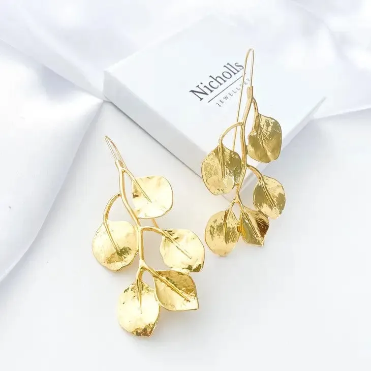 Nicholls Leaf Earrings-Gold