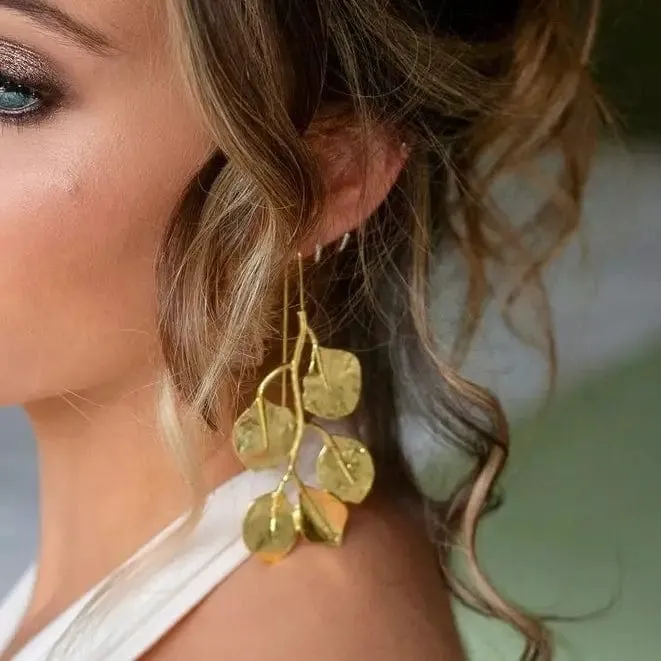 Nicholls Leaf Earrings-Gold