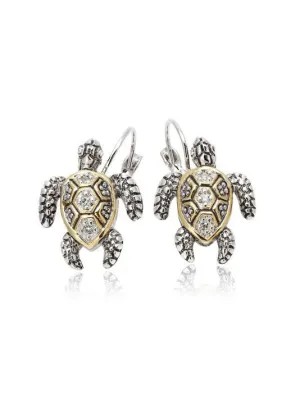 Ocean Images Seaside Collection Pavé Turtle French Wire Earrings