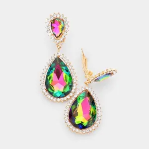 Oil Spill Crystal Pave Gold Clip-On Earrings