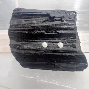 Opal Gemstone Stud Earrings in Sterling Silver