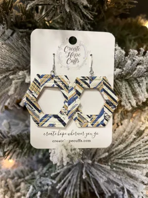 Open Geo Chevron Hexagon | 2" Leather Circle Earrings | Hypoallergenic | Women