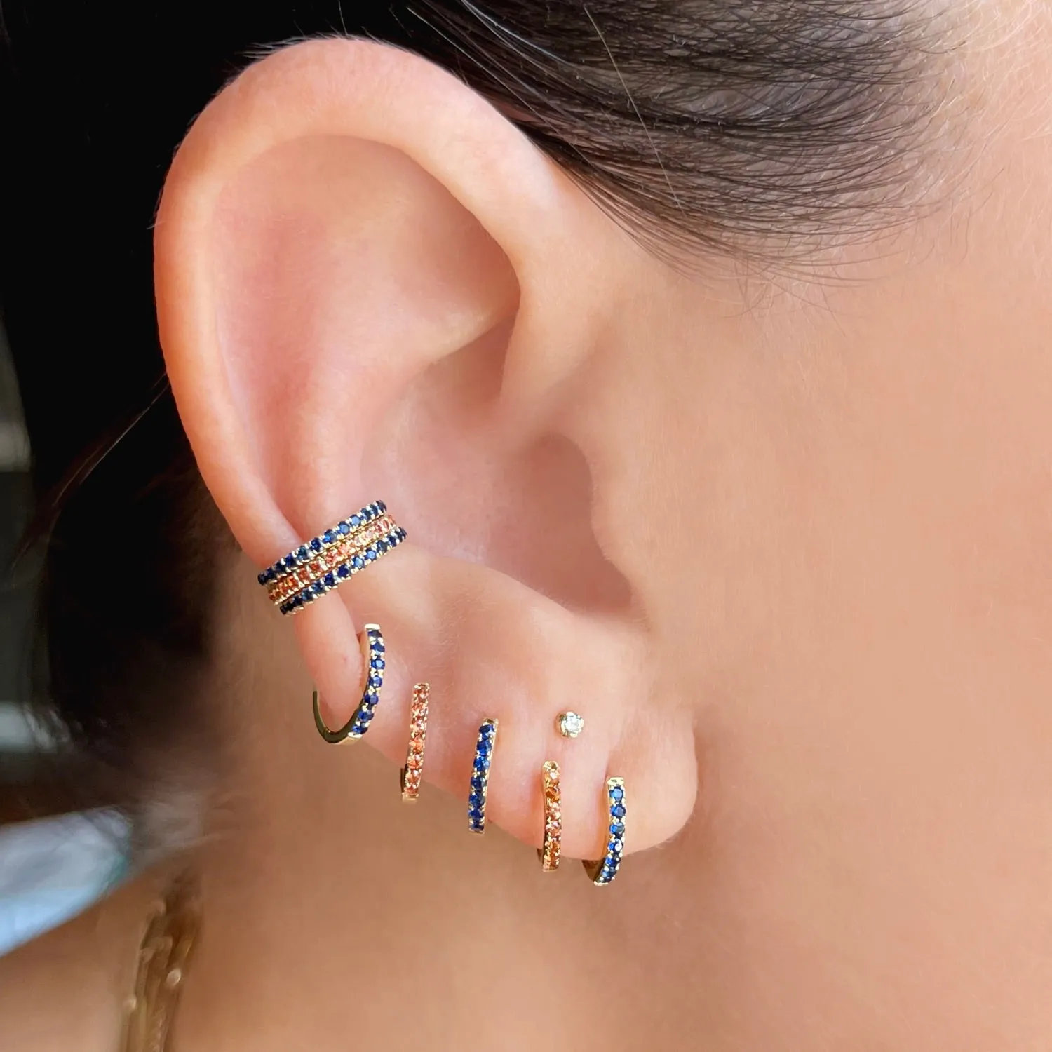 Orange Sapphire & Gold Ear Cuff