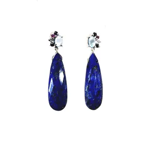 Organic Diamond Flare Lapis Drop earrings