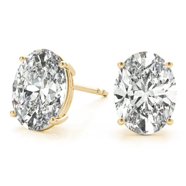 Oval Platinum Moissanite Solitaire 4-Prong Stud Earrings