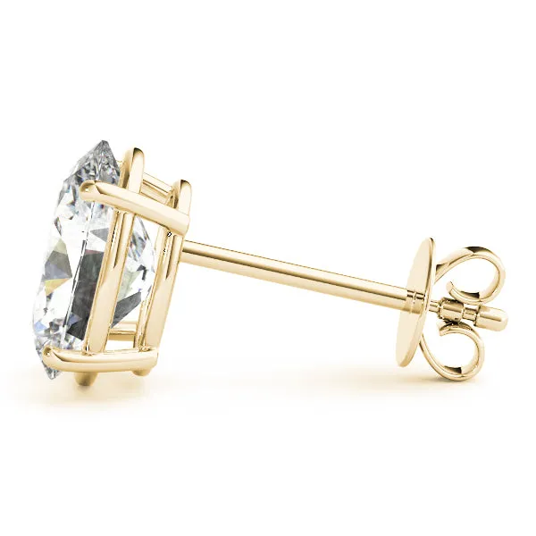 Oval Platinum Moissanite Solitaire 4-Prong Stud Earrings