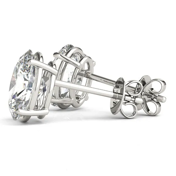 Oval Platinum Moissanite Solitaire 4-Prong Stud Earrings
