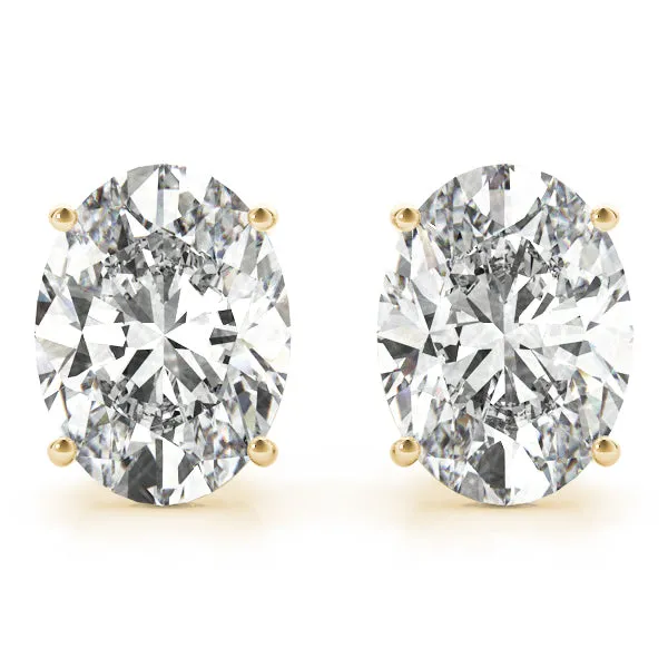 Oval Platinum Moissanite Solitaire 4-Prong Stud Earrings