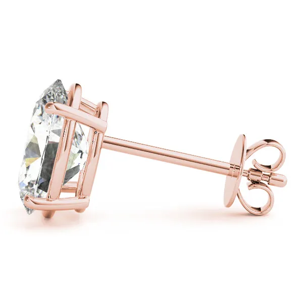 Oval Platinum Moissanite Solitaire 4-Prong Stud Earrings