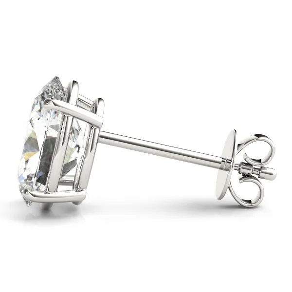 Oval Platinum Moissanite Solitaire 4-Prong Stud Earrings