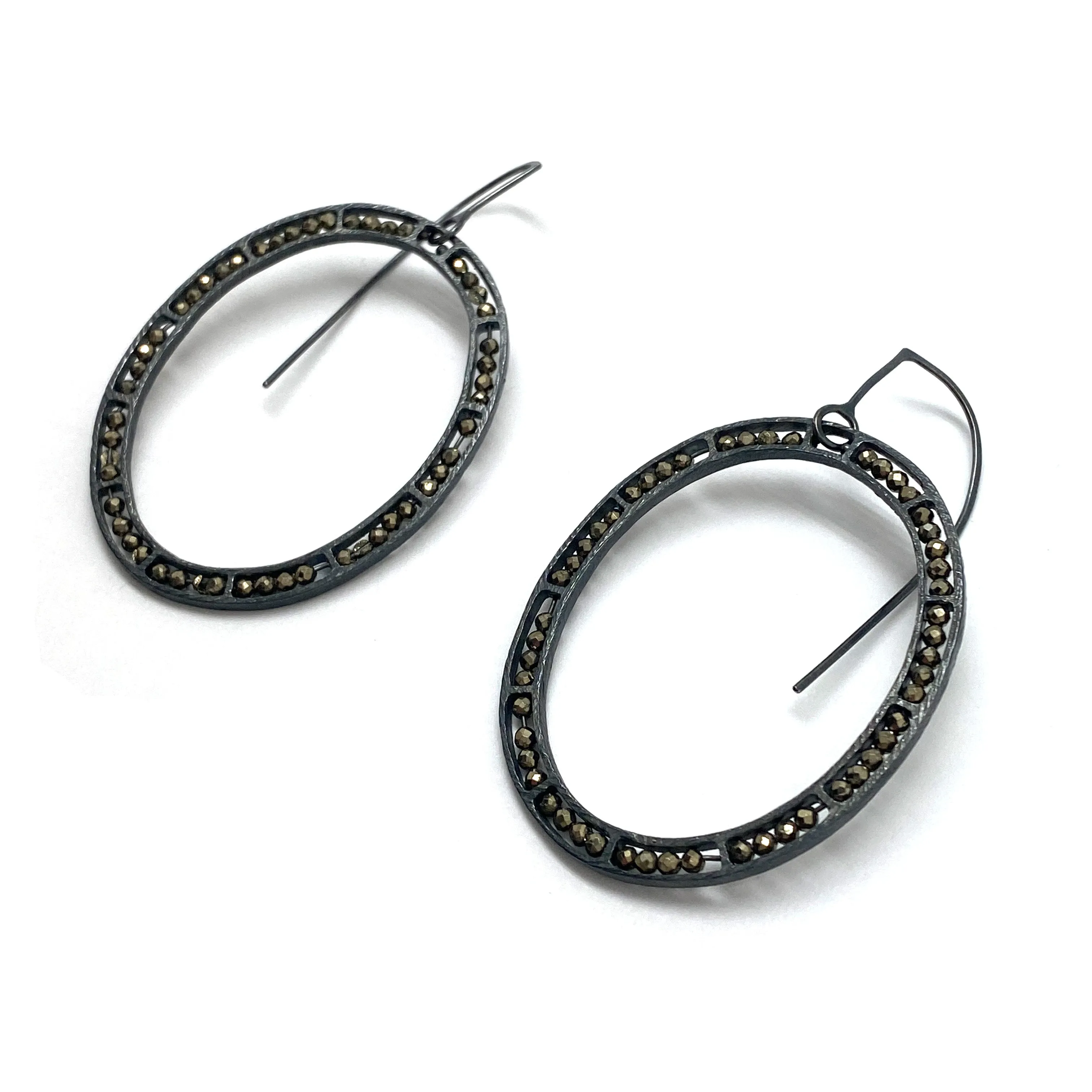Oval Pyrite Earrings