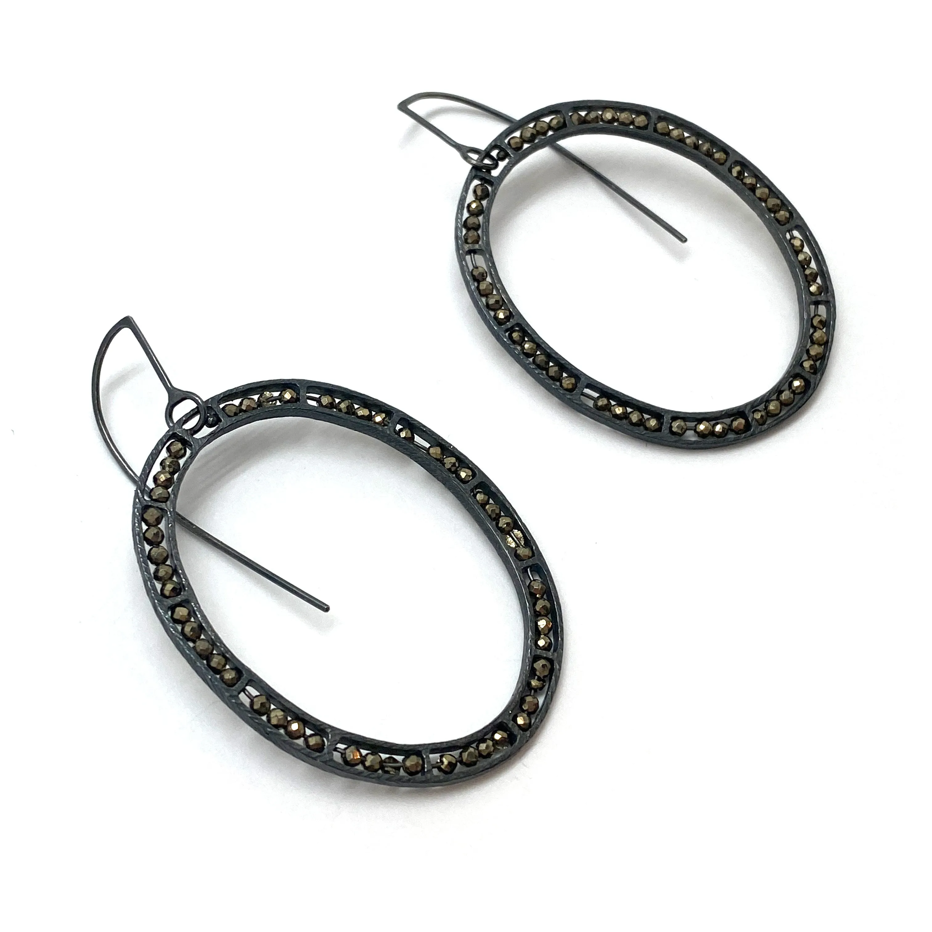 Oval Pyrite Earrings