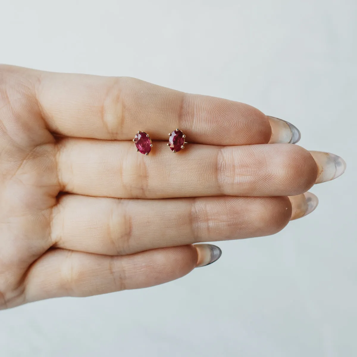 Oval Ruby Stud Earrings