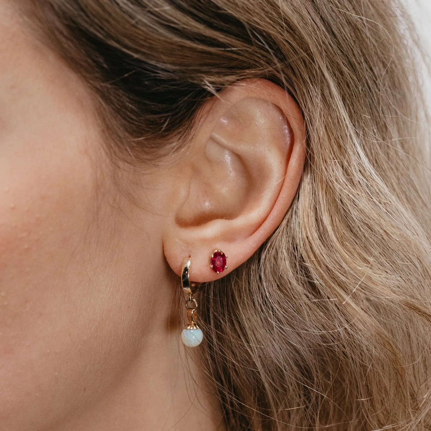 Oval Ruby Stud Earrings