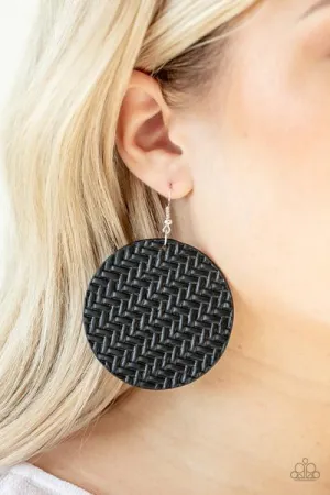 Paparazzi Plaited Plains - Black Earrings