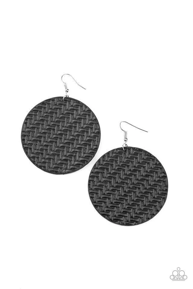 Paparazzi Plaited Plains - Black Earrings