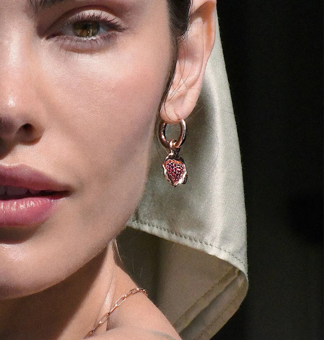 Pavé Rubies Removable Heart Earrings