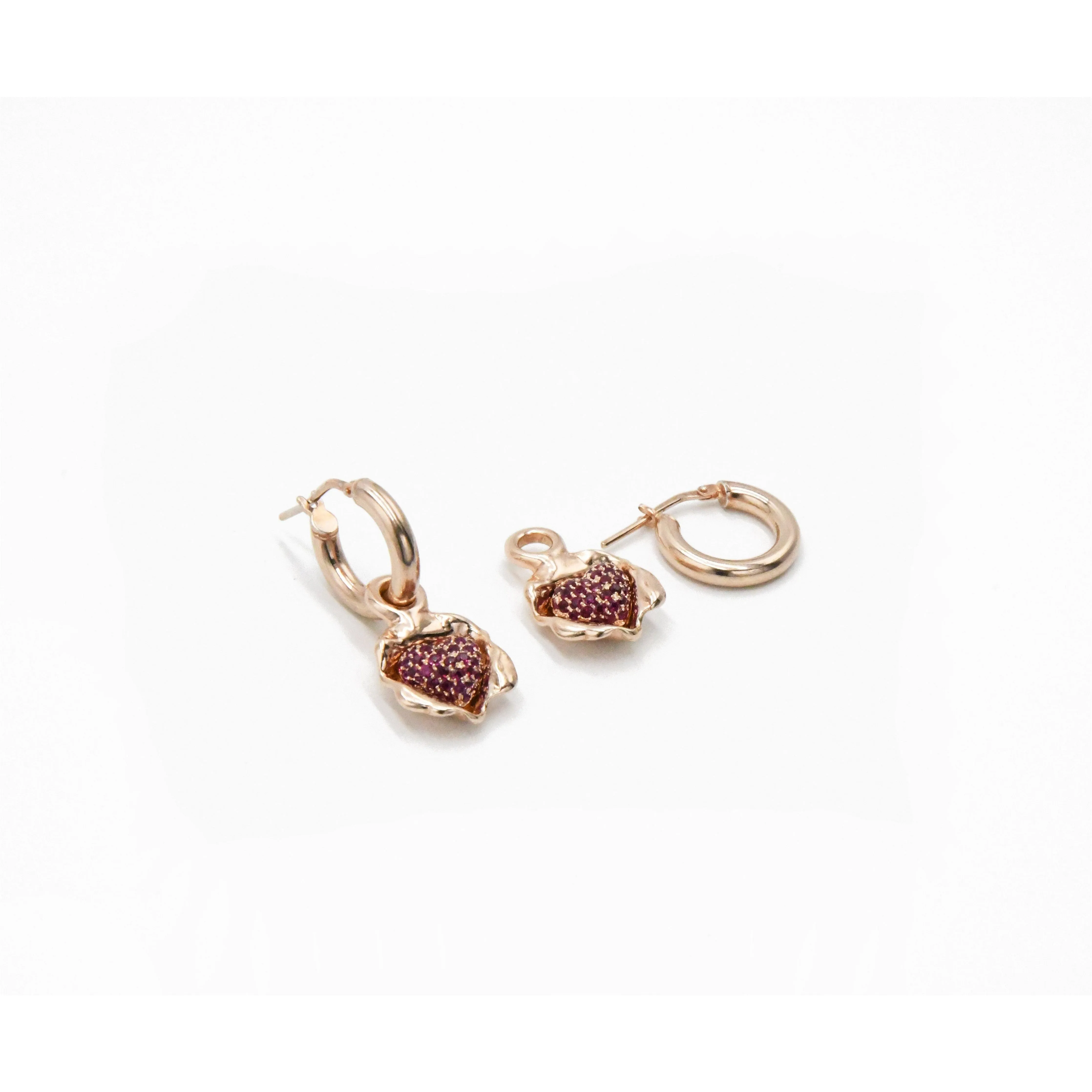 Pavé Rubies Removable Heart Earrings