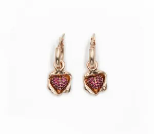 Pavé Rubies Removable Heart Earrings