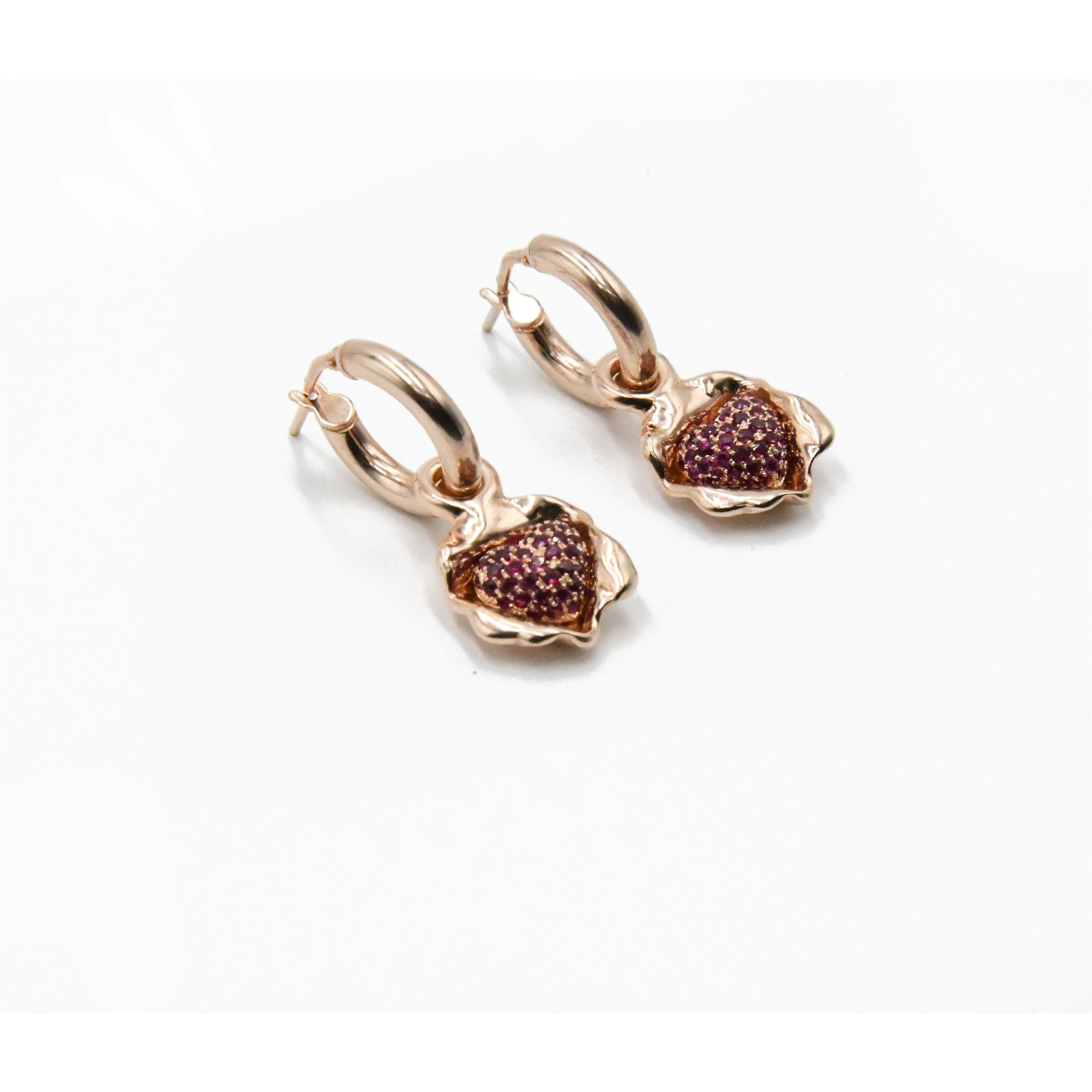 Pavé Rubies Removable Heart Earrings