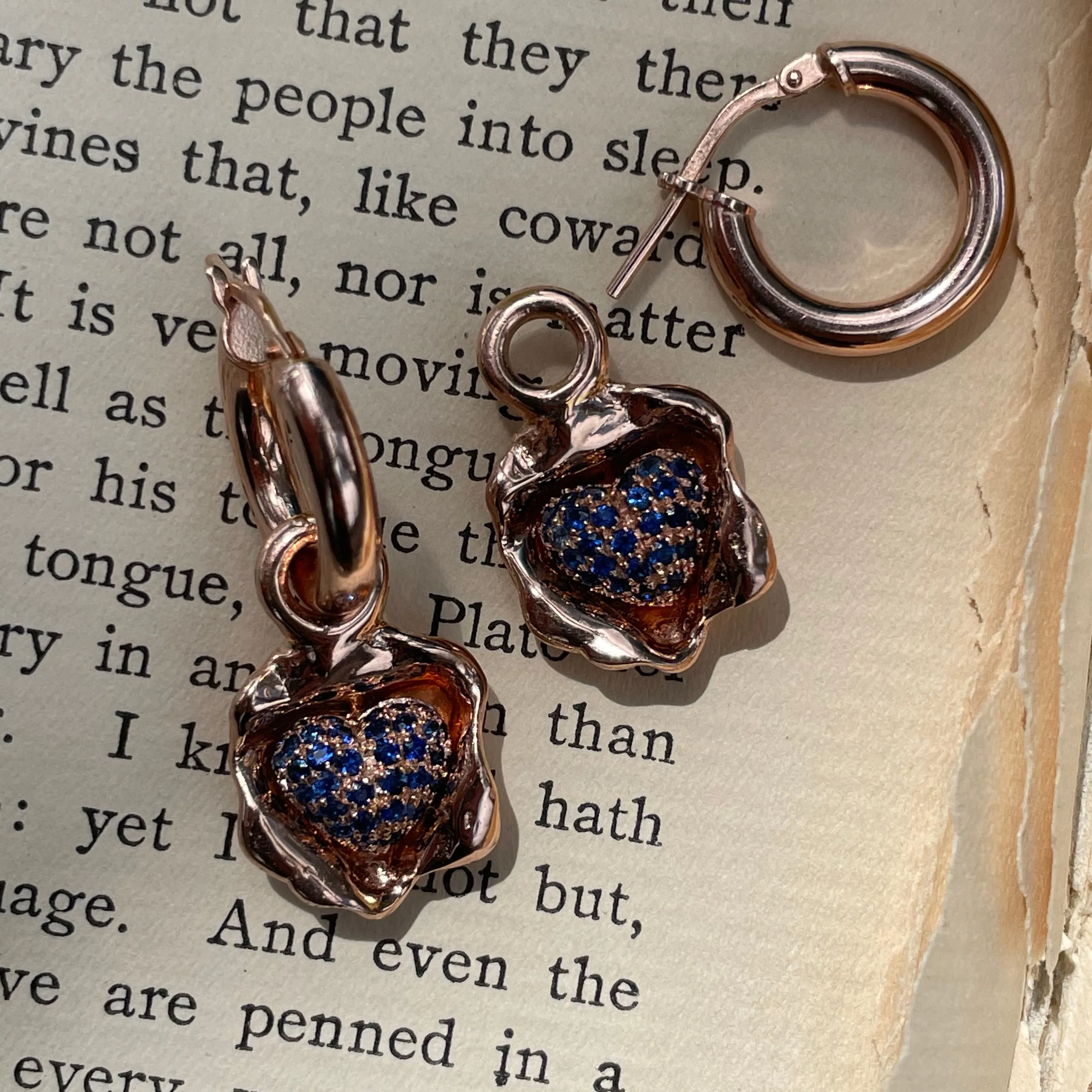 Pavé Sapphire Removable Heart Earrings