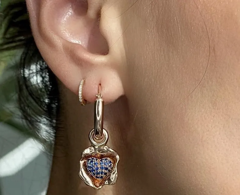 Pavé Sapphire Removable Heart Earrings
