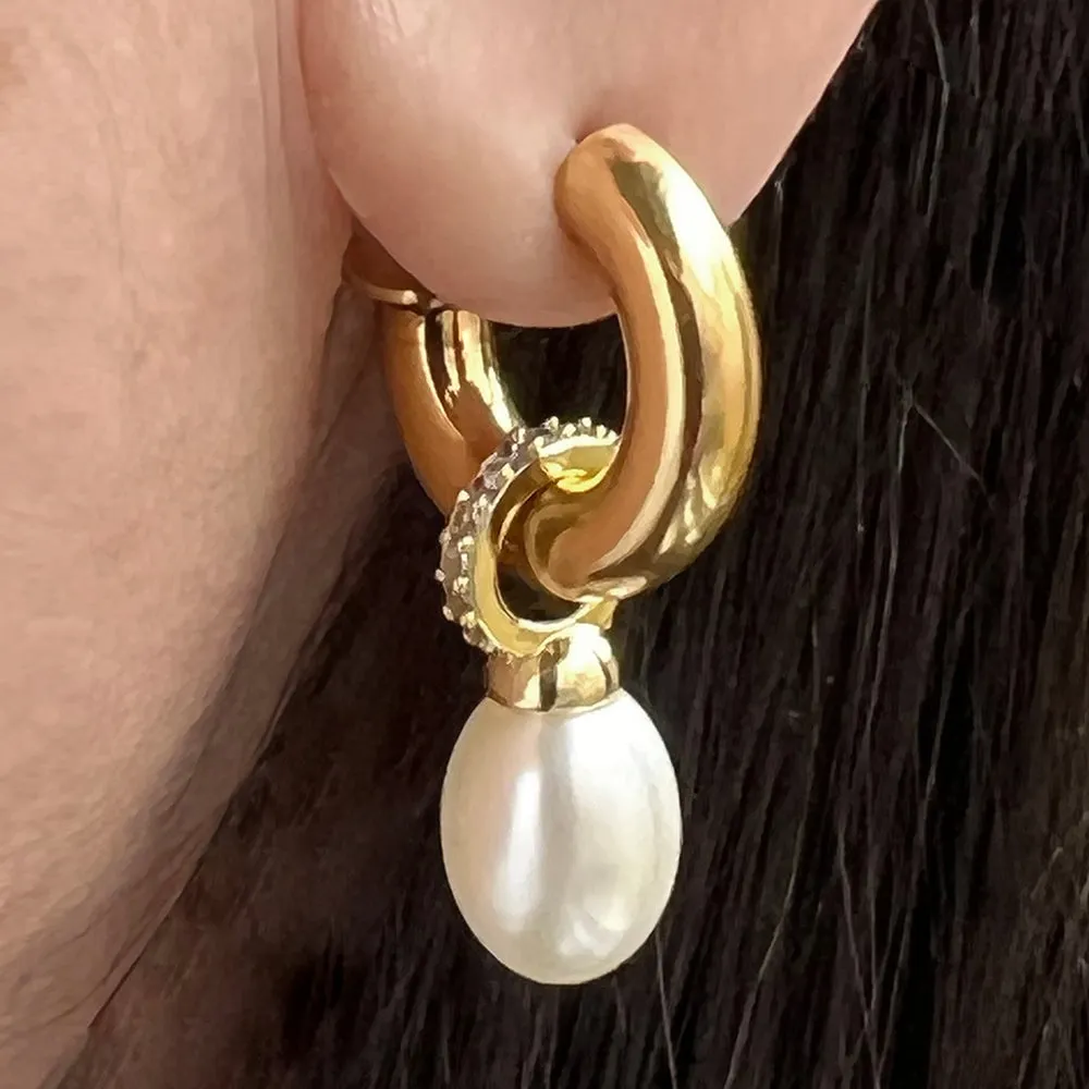 pave pearl hoop