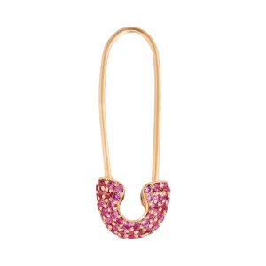 Pave Pink Sapphire or Diamond Safety Pin Earring