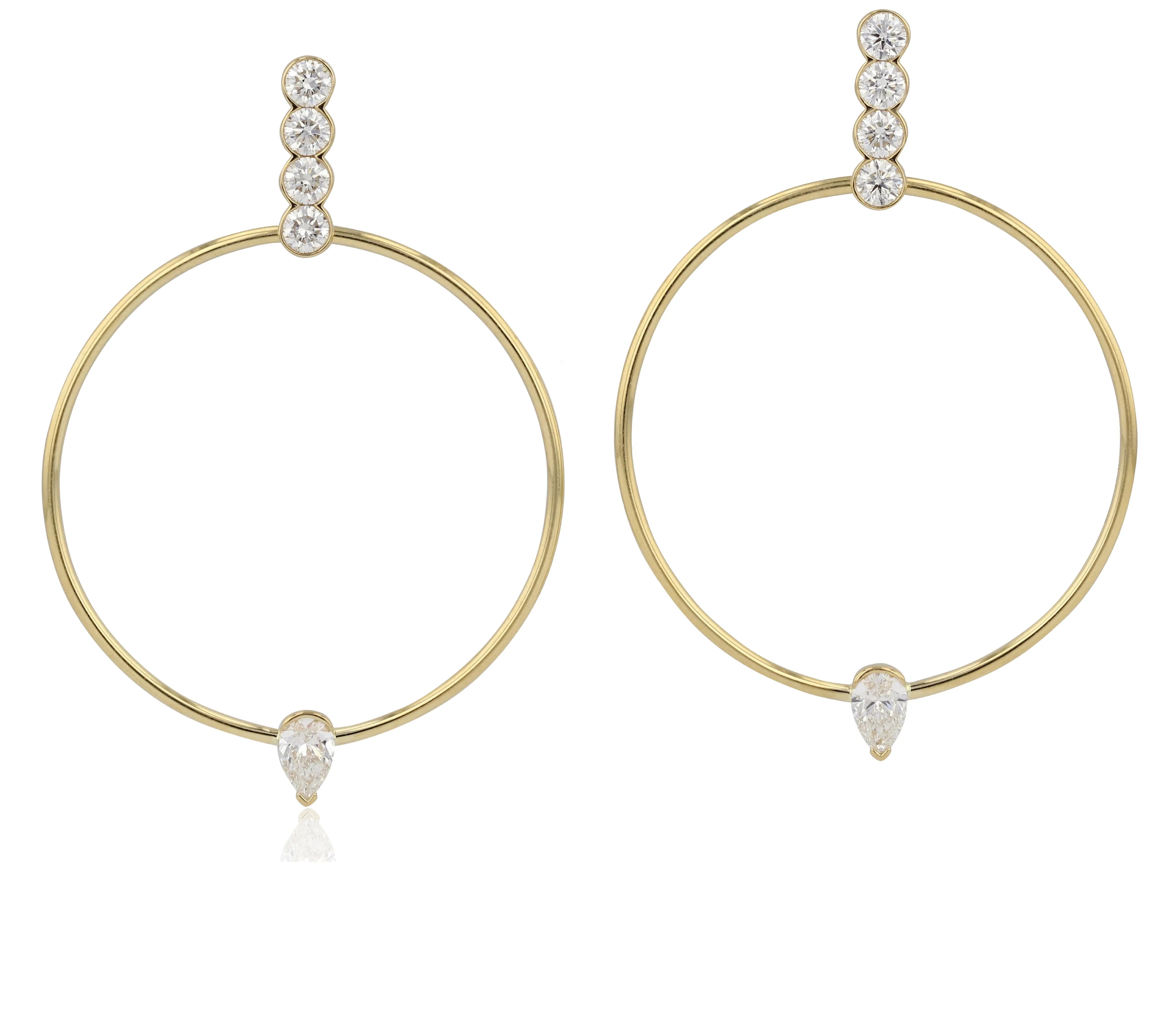 Pear and Round Loop Drop Earrings
