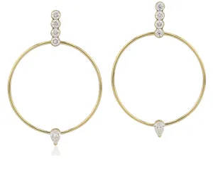 Pear and Round Loop Drop Earrings