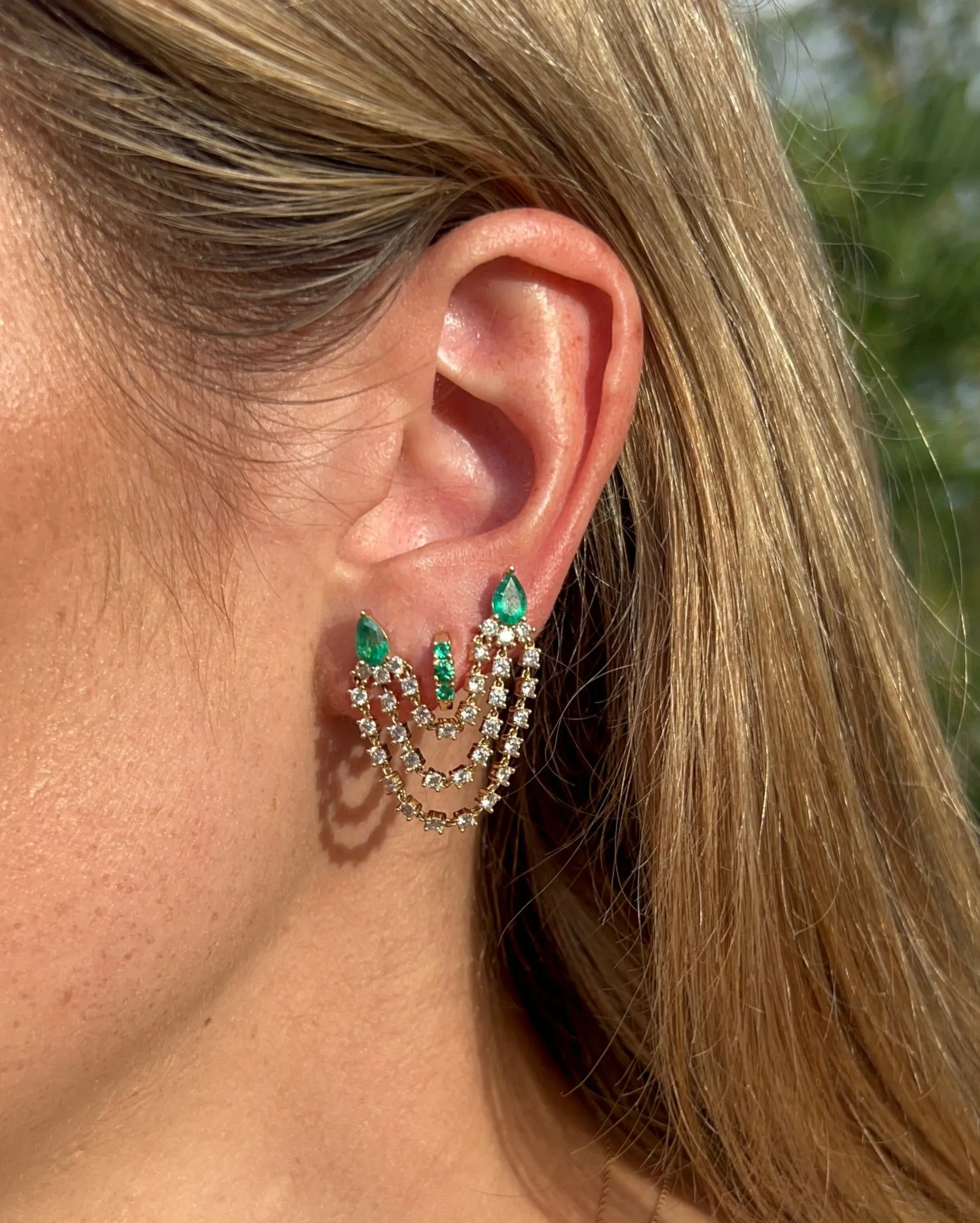 Pear Emerald Jump Rope Earring