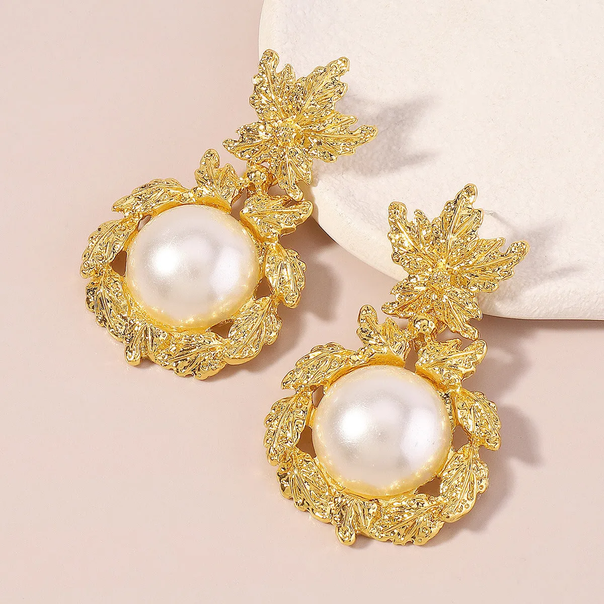 Pearl & 18K Gold-Plated Botanical Drop Earrings