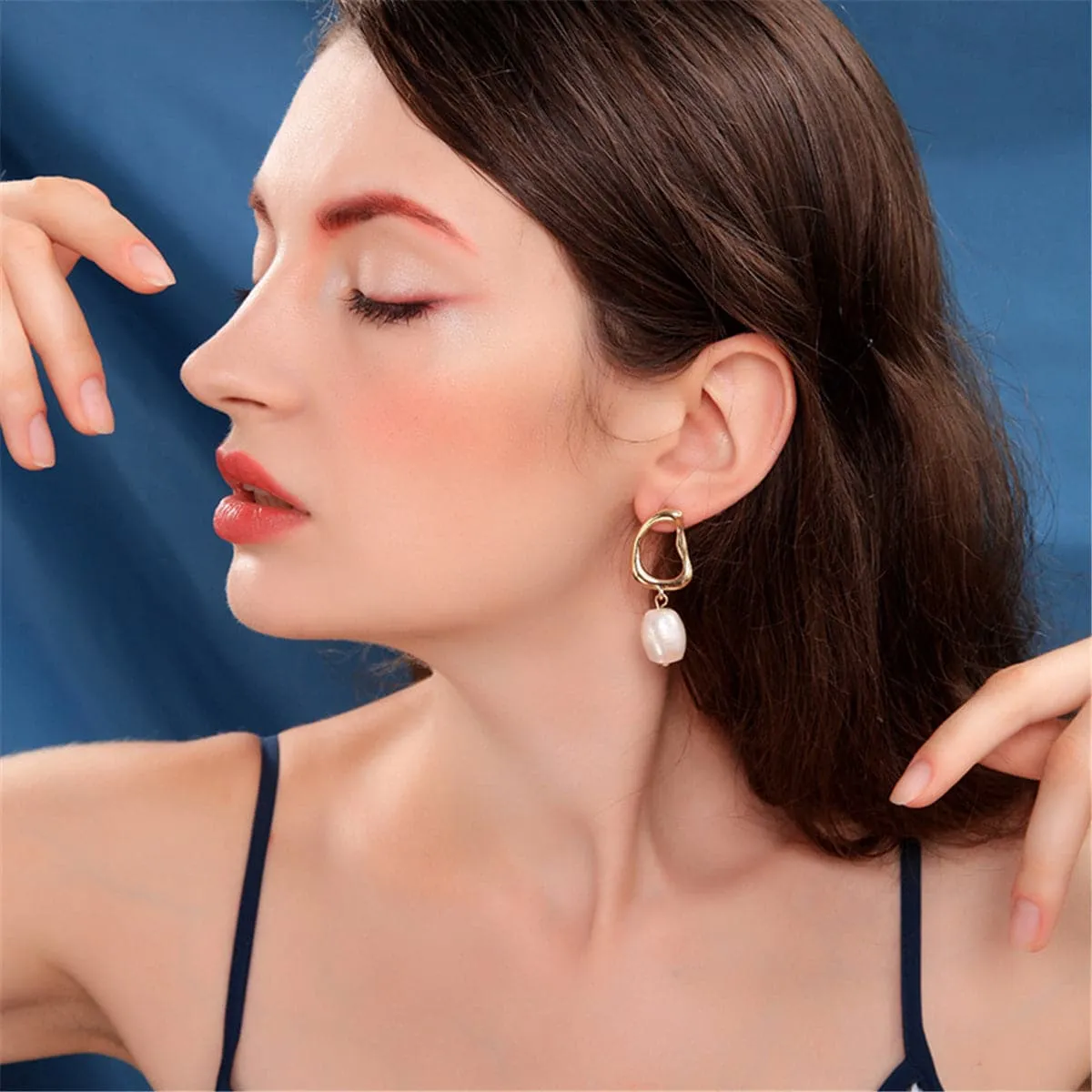 Pearl & 18K Gold-Plated Harp Drop Earrings