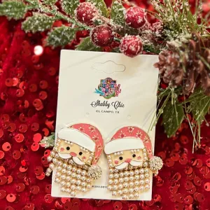 Pearl Beaded Santa Earrings