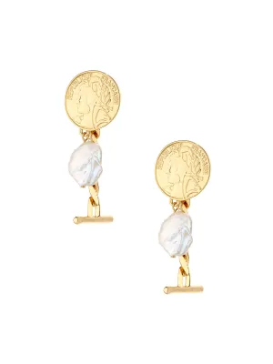 Pearl Charm Drop Earrings