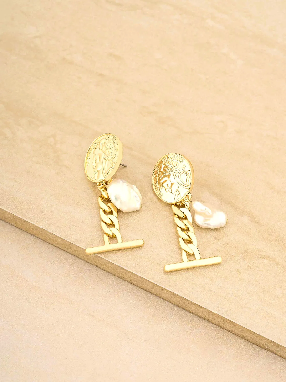Pearl Charm Drop Earrings