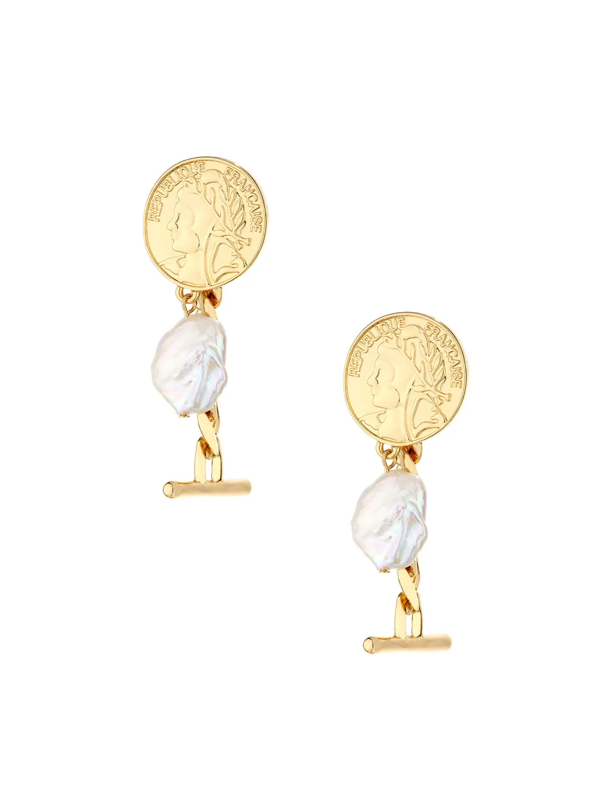 Pearl Charm Drop Earrings