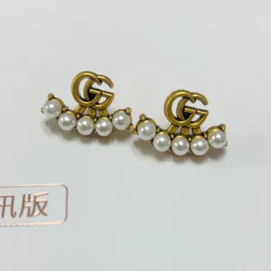 pearl decorated double G earrings
