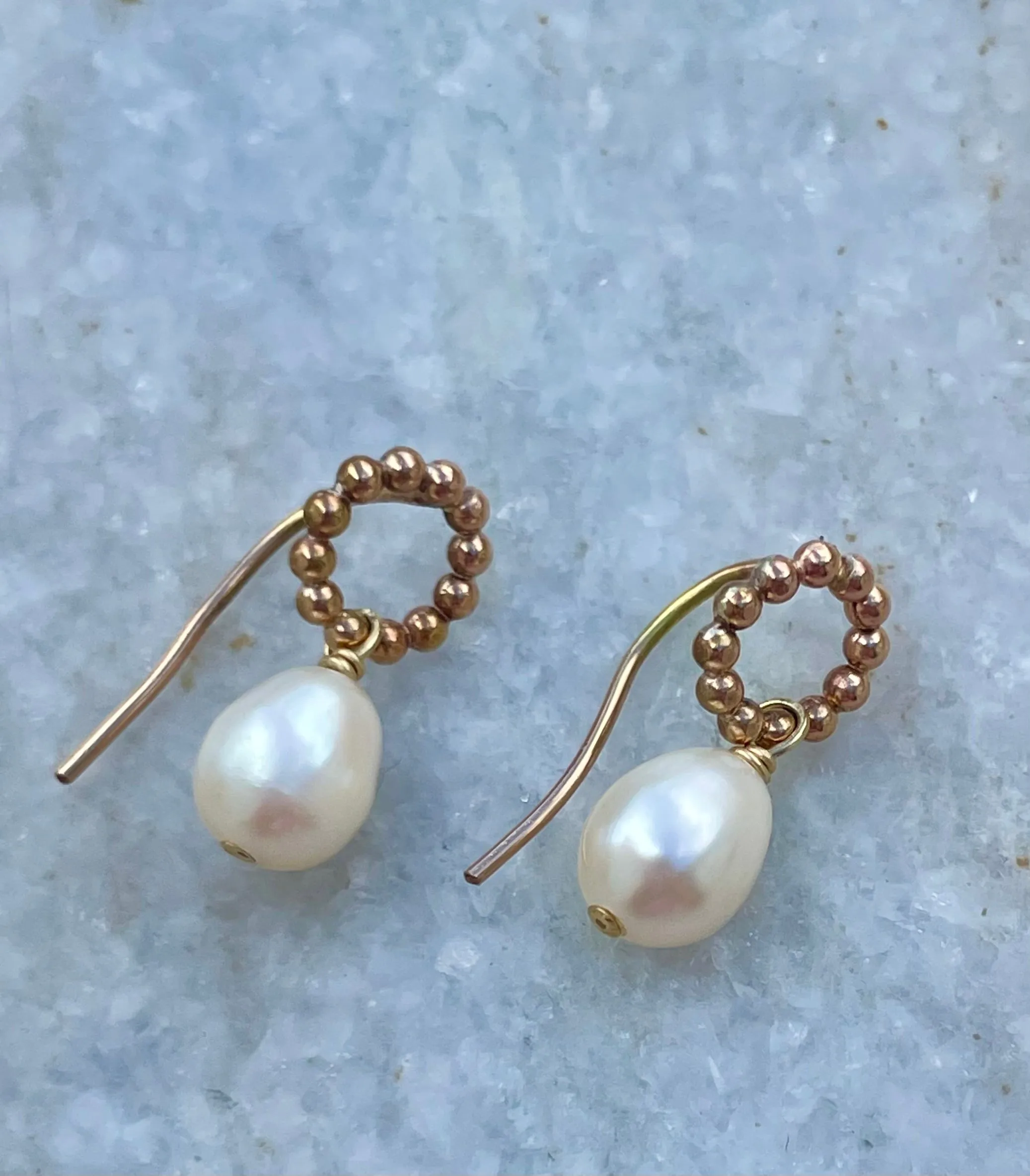Pearl Drop Beaded Circle Earrings