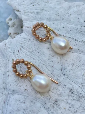 Pearl Drop Beaded Circle Earrings