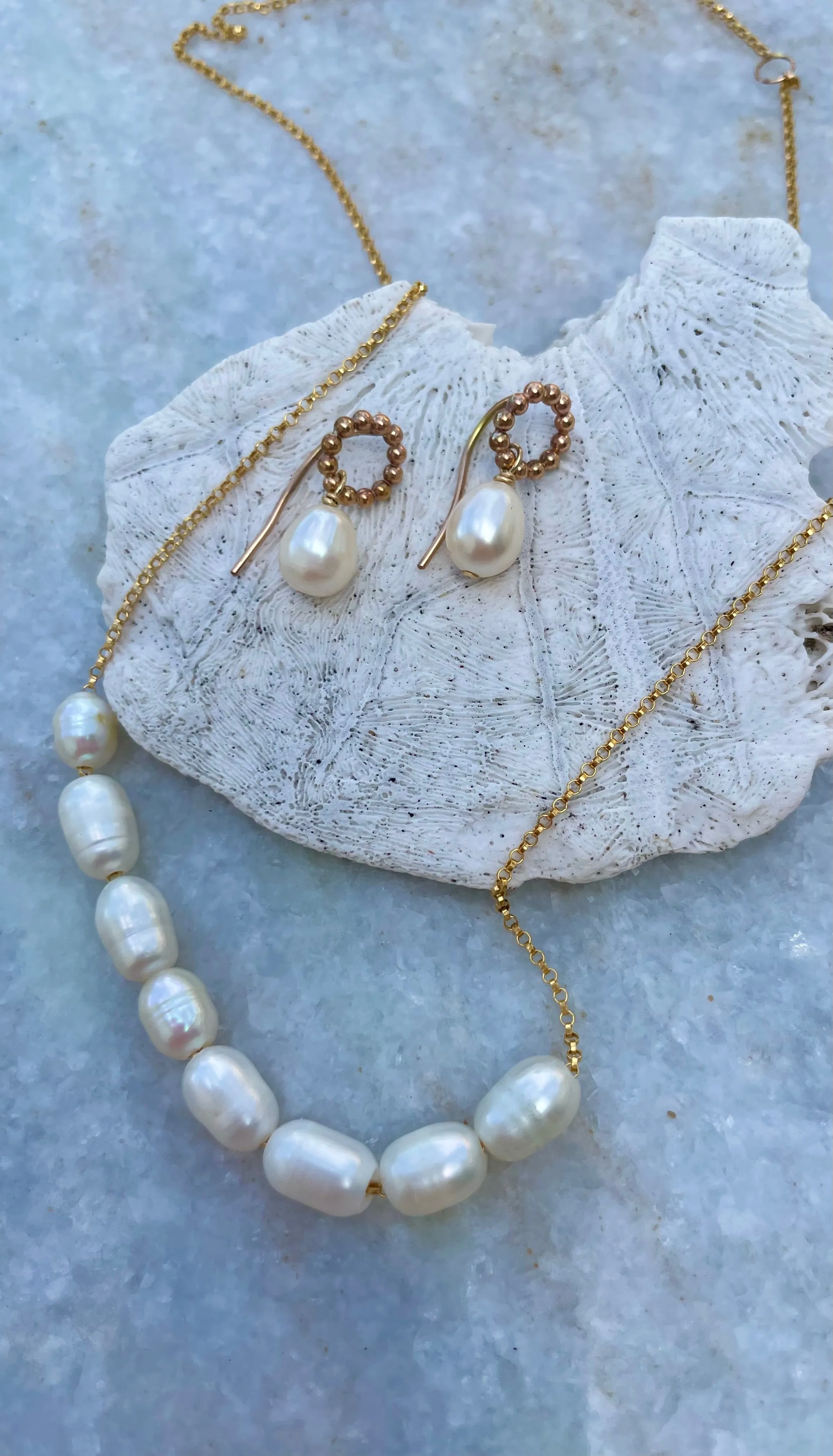 Pearl Drop Beaded Circle Earrings