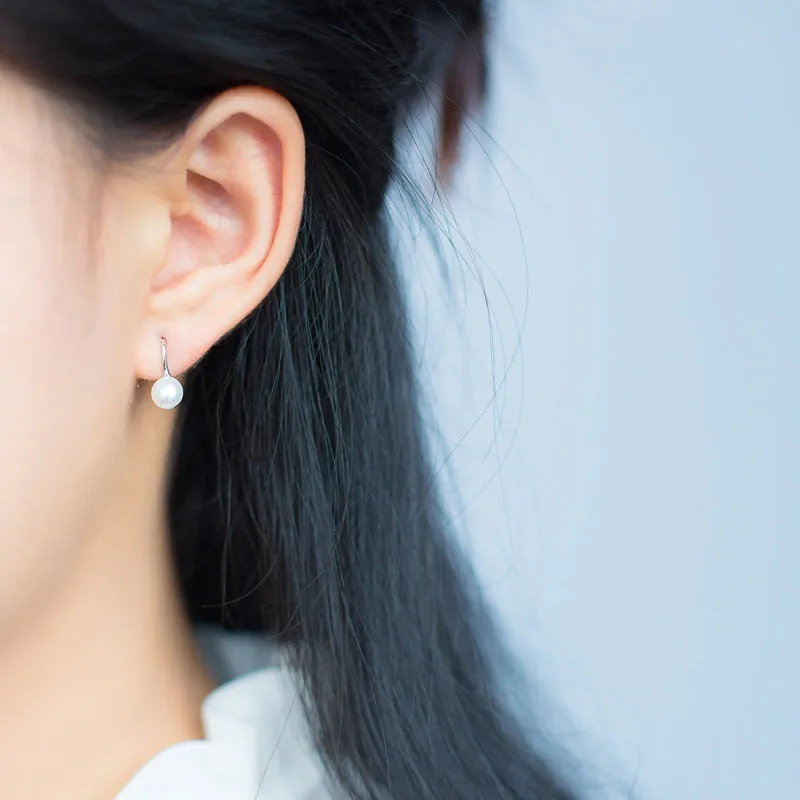 Pearl Drop Hook Earrings-EOS011