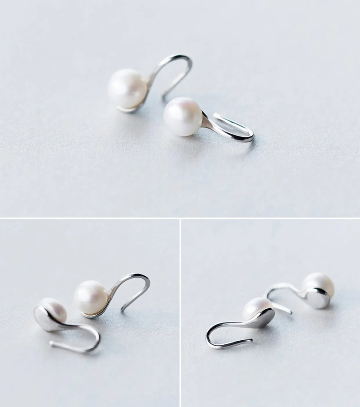 Pearl Drop Hook Earrings-EOS011