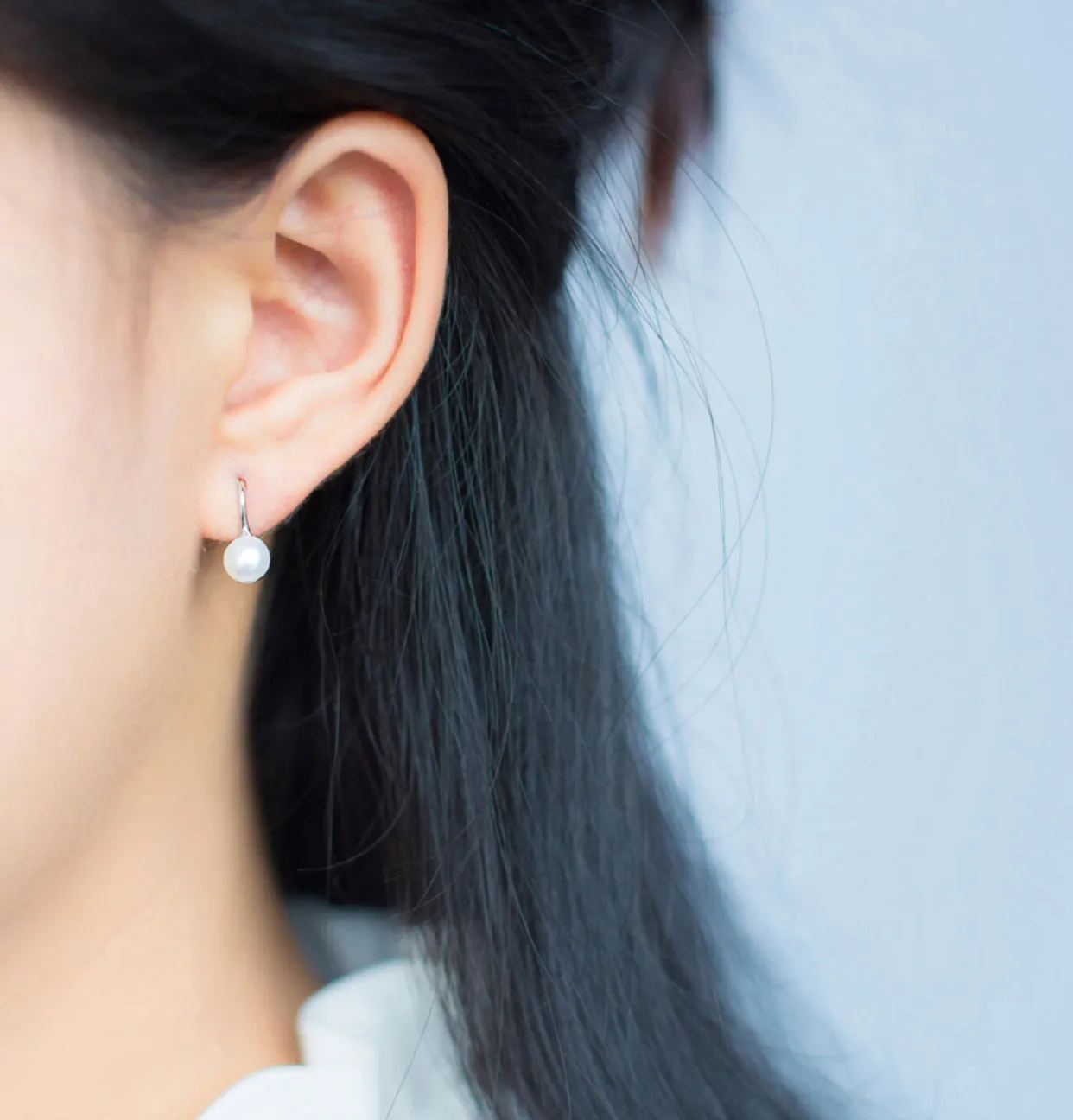 Pearl Drop Hook Earrings-EOS011