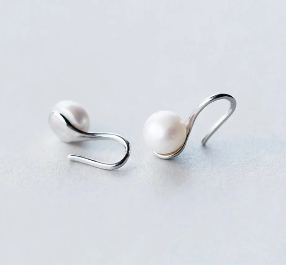 Pearl Drop Hook Earrings-EOS011